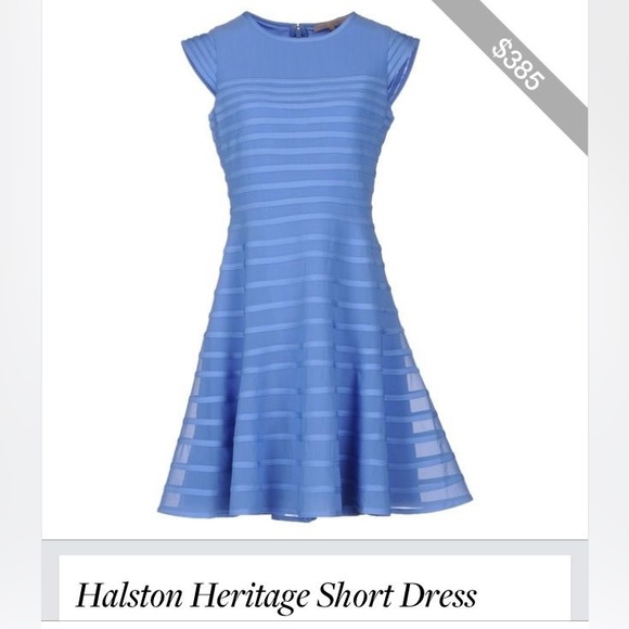 Halston Heritage Blue Illusion Stripe Fit & Flare Dress Size 6 - Picture 2 of 10